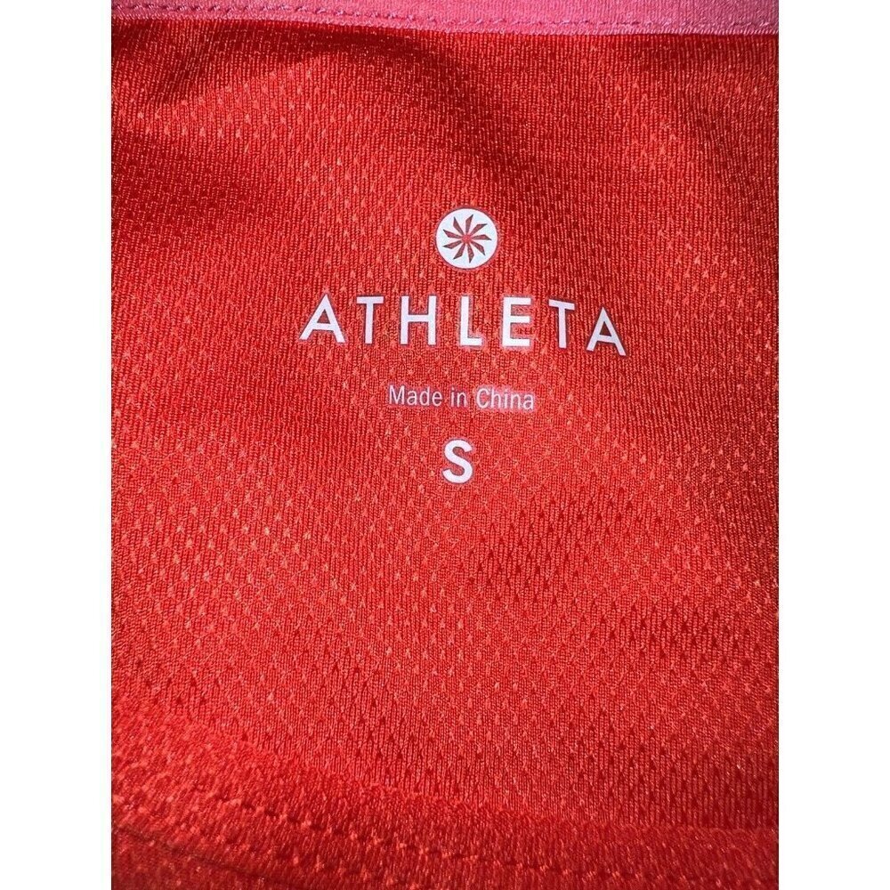 ATHLETA Red Long Sleeve Top Reflective Pullover Athletic Running Zipper Pocket S - Picture 8 of 10